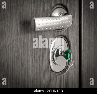 the door handle with reinforced key mechanism Stock Photo