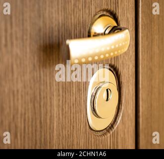 the door handle with reinforced key hole Stock Photo