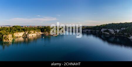 A panorama picture of Zakrzówek Lake, in Krakow. Stock Photo