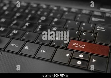 Find. Press a key to find a document, file or help and get something Stock Photo