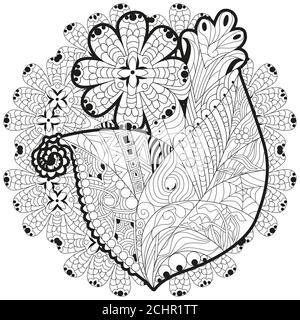 Zentangle stylized flower with mandala. Hand Drawn lace vector illustration Stock Vector