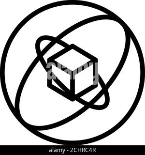 Cube gyroscope icon, outline style Stock Vector