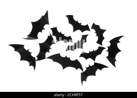 Black paper bats isolated on white background Stock Photo