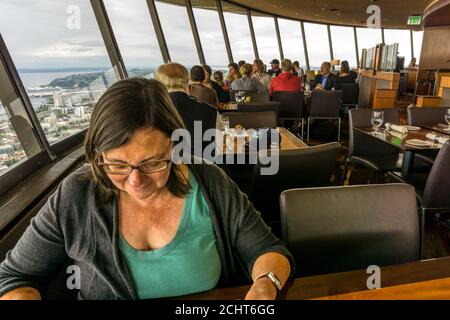 Space Needle restaurant, Seattle.  NB: Model release available for person nearest camera. Stock Photo
