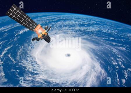 Panorama sky from altitude in the cumulus and layered stratus clouds Stock Photo