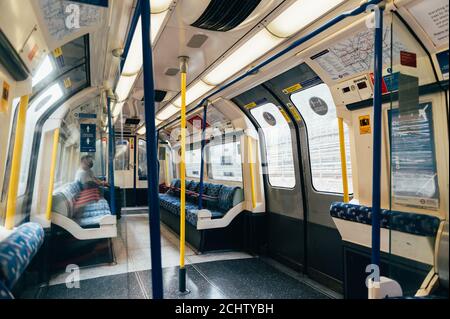 Empty Metropolitan tube train, London Stock Photo