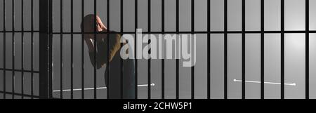 3d illustration, man locked in a prison, freedom concept Stock Photo