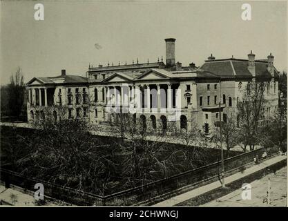 . Views of Canadian cities, Toronto, Ottawa, Montreal, Quebec, St. John, Halifax . ONTARIO PARLIAMENT BUILDINGSThe Legislative Buildings of the Pi ovince of Ontario are situated in the heart of the city at the southern end of Queens Park. Built in Romanesque style, thecarved surface of Credit Valley stone following the Celtic and Indo Germanic schools, they present a striking appearance from any point of view. Six years wereconsumed in building at a cost of nearly $2,000,000. The beautiful interior is always open to the inspection of visitors. Coronto. OSGOODE HALLThe Provincial Law Courts mee Stock Photo