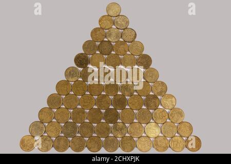 Pyramid representation of a 50 cent coin Stock Photo