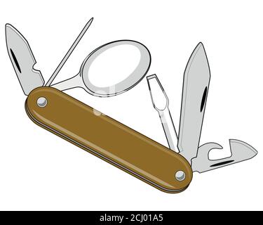 Folding knife on white background is insulated Stock Vector