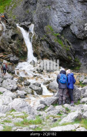 Gordale Scar waterfall in Malhamdale of the Yorkshire Dales National Park. Stock Photo