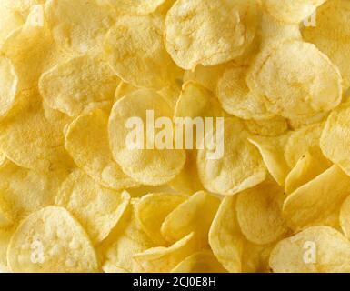 potato chips background, top view Stock Photo