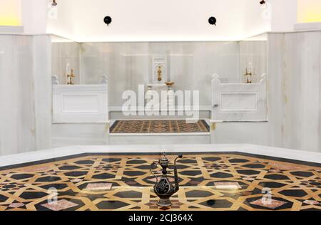 Inside of the Ayasofya Hurrem Sultan Bath (Hamam) in Sultanahmet, Istanbul, Turkey. Stock Photo