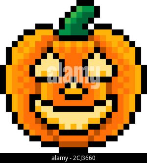 Halloween Pumpkin Lantern Pixel Art Game Icon Stock Vector