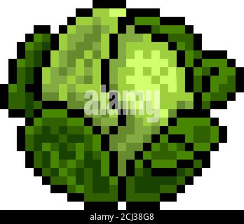 Cabbage or Sprout Eight Bit Pixel Art Game Icon Stock Vector