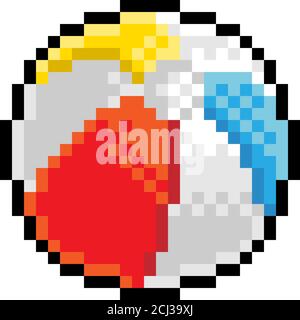 Beach Ball Pixel Art Eight Bit Game Icon Stock Vector