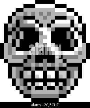 Halloween Skull Pixel Art Game Icon Stock Vector