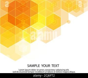Hex texture. Yellowe hexagon pattern, abstract chemistry and biotech technology science vector hexagonal modern paper cut geometry background Stock Vector
