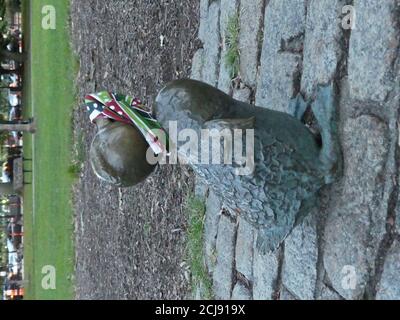 New York, USA. 14th Sep, 2020. (NEW) Boston's Famous Ducklings wear masks amid Covid-19. Sept 14, 2020, Boston, Massachusetts, USA: Known to Children Worldwide, Boston's Iconic Statue, ''Make Way for The Ducklings'' is transformed in the grip of America's Covid-19 crisis. They are seen wearing masks to show the importance of its use in stopping the spread of the virus.Credit: Julia Mineeva/Thenews2. Credit: Julia Mineeva/TheNEWS2/ZUMA Wire/Alamy Live News Stock Photo