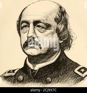 . Lloyd's battle history of the great rebellion : complete, from the capture of Fort Sumter, April 14, 1861, to the capture of Jefferson Davis, May 10, 1865, embracing General Howard's tribute to the volunteer ... and a general review of the war for the union . BENJAMIN FRANKLIN BUTLER, Major-Gen. Vols., bom in DeoriijlJ, Roclcingliani Co., X. 11., Xov. 5, 1818 ;educated at Waterville College, Me.; admitted to the bar in Lowell, in 1840 ;acquired a high reputation as a criminal lawyer; member of ConstitutionalConvention, Mass., 1853; member National Democratic Convention, 18G0 iDemocratic cand Stock Photo