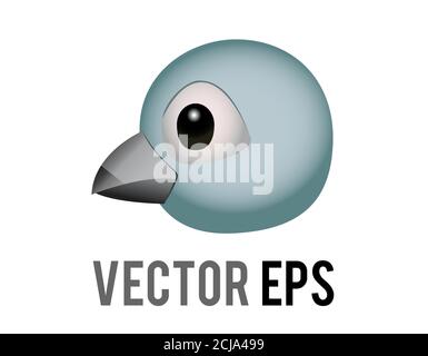 The isolated vector head of blue generic bird, bluebird or cardinal icon with eye and grey month in side view Stock Vector