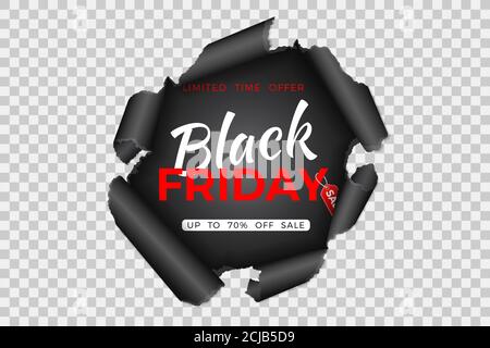 Black Friday Sale Banner with Torn Paper Stock Vector