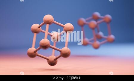 Molecules model structure, render illustration, conceptual background for research, science, chemistry, medicine, molecular biology, technology 4K UHD