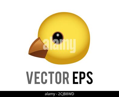 The isolated vector head of yellow baby chicken, chick eye and orange month in side view Stock Vector