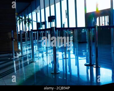 Paris, France - September Circa, 2020. Empty departure hall of Paris airport during Covid-19 situation, this airport is the most traffic airport in Fr Stock Photo