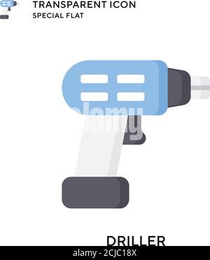 Driller vector icon. Flat style illustration. EPS 10 vector. Stock Vector
