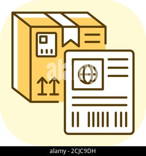 Shipping label yellow RGB color icon Stock Vector