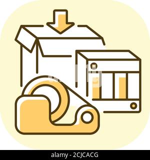 Shipping supplies yellow RGB color icon Stock Vector