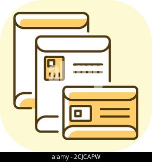 Envelopes yellow RGB color icon Stock Vector