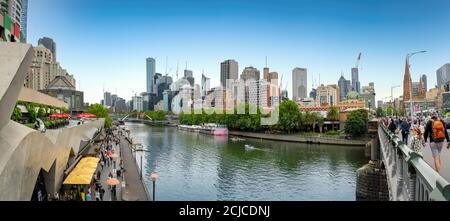 Melbourne, Victoria, Australia -  View of the Yarra River and skyline of Melbourne, Victoria, Australia. Stock Photo