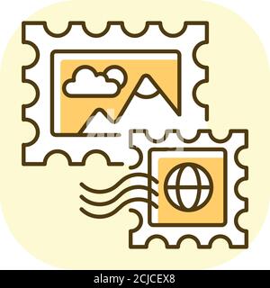Postage stamps yellow RGB color icon Stock Vector