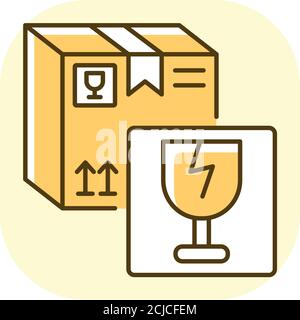 Fragile items yellow RGB color icon Stock Vector