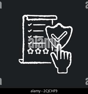 Regulatory compliance chalk white icon on black background Stock Vector