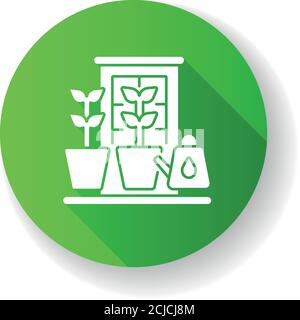 Balcony garden green flat design long shadow glyph icon Stock Vector