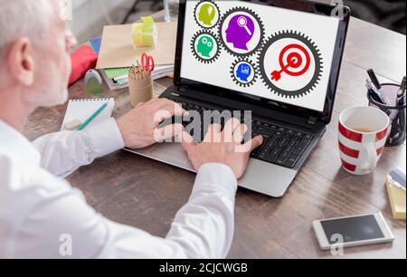Business process concept shown on a laptop screen Stock Photo