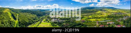 aerial view of ukrainian carpathian village copy space Stock Photo - Alamy