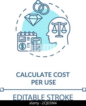 Calculate cost per use concept icon Stock Vector