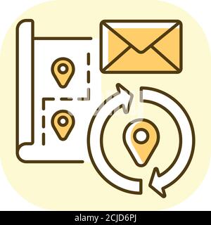 Change address yellow RGB color icon Stock Vector
