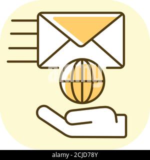 International postal service yellow RGB color icon Stock Vector