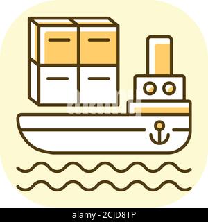 Shipping by sea yellow RGB color icon Stock Vector