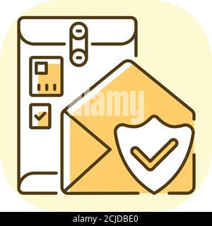 Cargo insurance yellow RGB color icon Stock Vector