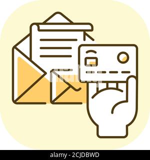 Postage payment yellow RGB color icon Stock Vector