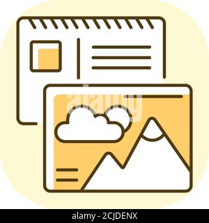 Postage cards yellow RGB color icon Stock Vector