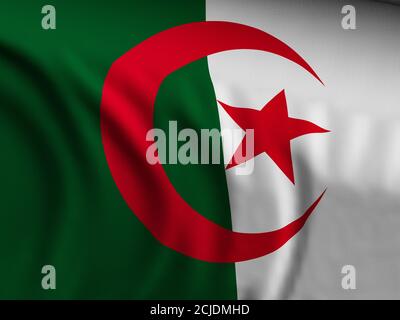 Waving close-up Algeria flag background. 3d illustration. Stock Photo