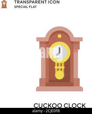 Cuckoo clock vector icon. Flat style illustration. EPS 10 vector. Stock Vector