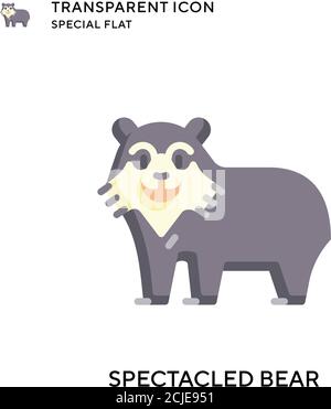 Vector flat style illustration of spectacled bear. Icon for web ...